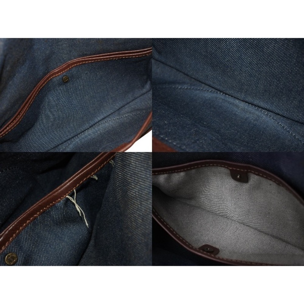 Celine Shoulder Bag Blue Brown Canvas Leather - Picture 9 of 9